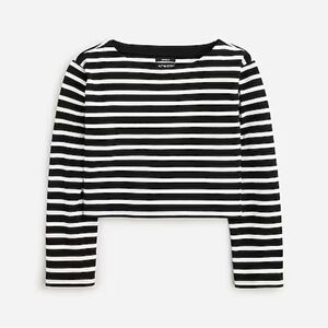 J.Crew Cropped Boatneck T-Shirt in Mariner Cotton